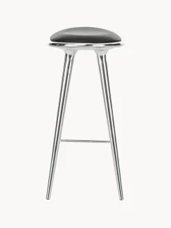 Discount Mater Tabouret de bar High Stool Cuir noir, argenté