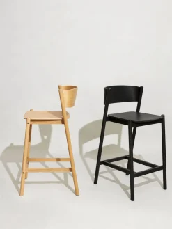 Discount Hübsch Tabouret de bar Oblique Chêne noir laqué