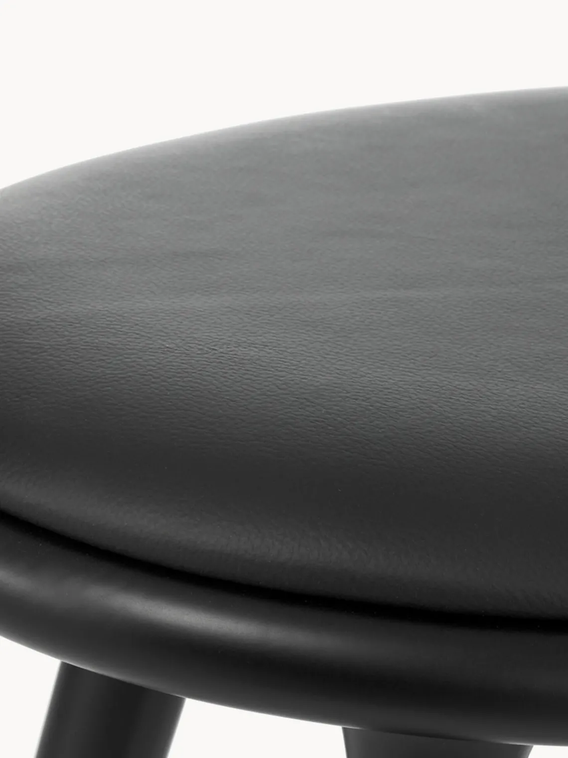 Fashion Mater Tabouret de comptoir en hêtre High Stool Cuir noir, hêtre noir laqué
