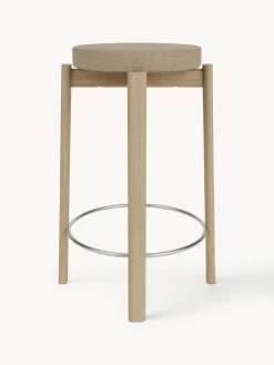 Discount Audo Copenhagen Tabouret en bouclette et chêne Passage Bouclette beige, bois de chêne, argenté