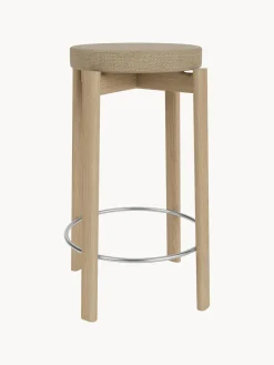 Discount Audo Copenhagen Tabouret en bouclette et chêne Passage Bouclette beige, bois de chêne, argenté