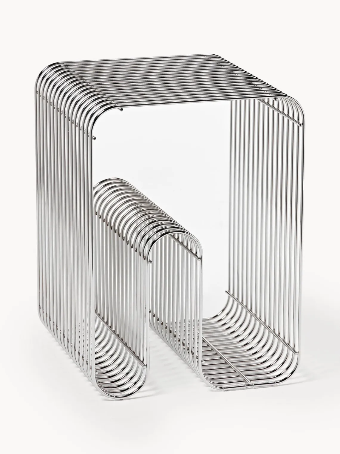 Discount AYTM Tabouret en métal Curve Argenté, haute brillance