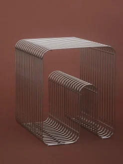 Discount AYTM Tabouret en métal Curve Argenté, haute brillance