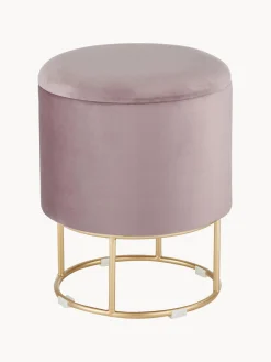 Sale Bizzotto Tabouret en velours avec rangement Polina Velours rose pâle