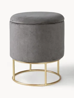Sale Bizzotto Tabouret en velours avec rangement Polina Velours gris foncé