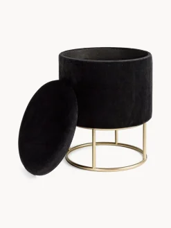 Sale Bizzotto Tabouret en velours avec rangement Polina Velours noir