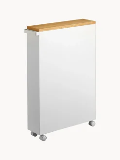 Best Yamazaki Étagère de salle de bain avec roulettes Tower Blanc, bois clair