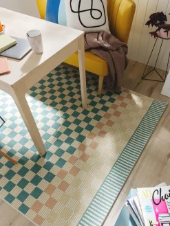 Outlet Benuta Tapis d'intérieur/extérieur Candy Bleu pétrole, tons jaunes
