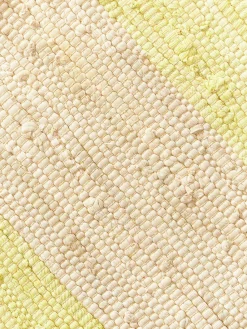 Best Bongusta Tapis en coton tissé à la main avec franges Chindi Jaune pâle, beige clair
