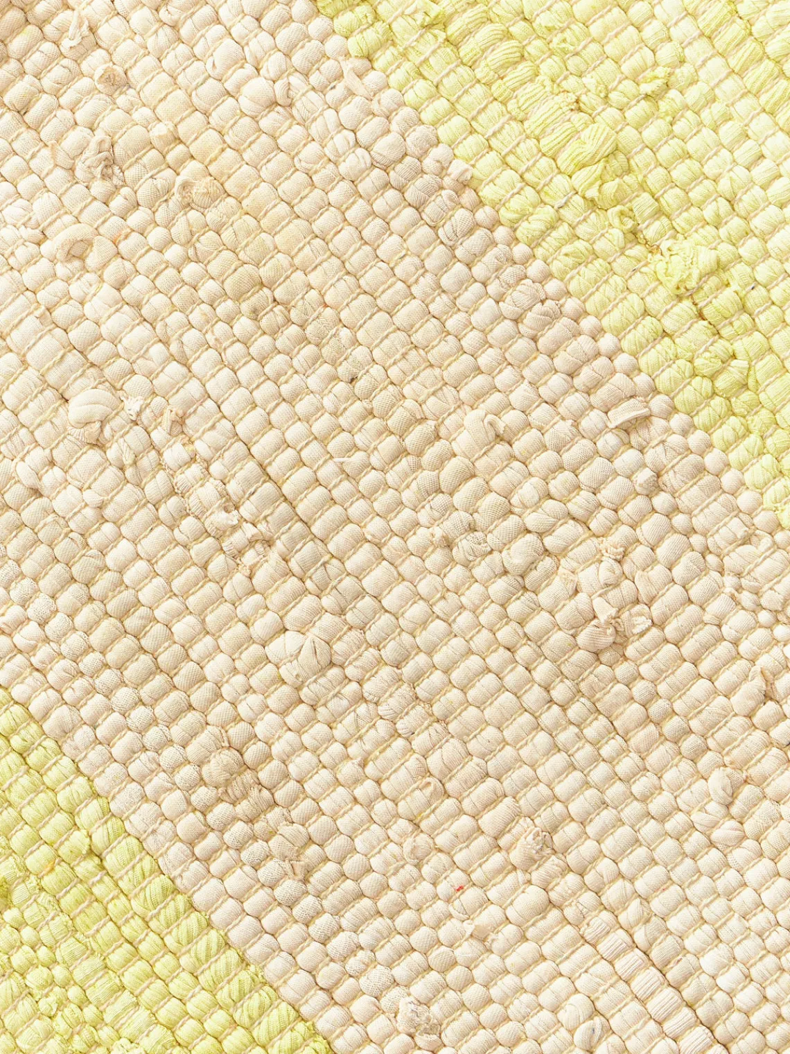 Best Bongusta Tapis en coton tissé à la main avec franges Chindi Jaune pâle, beige clair