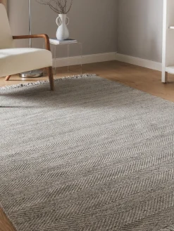 Online Benuta Tapis en laine tissé à la main avec franges Lars Grège