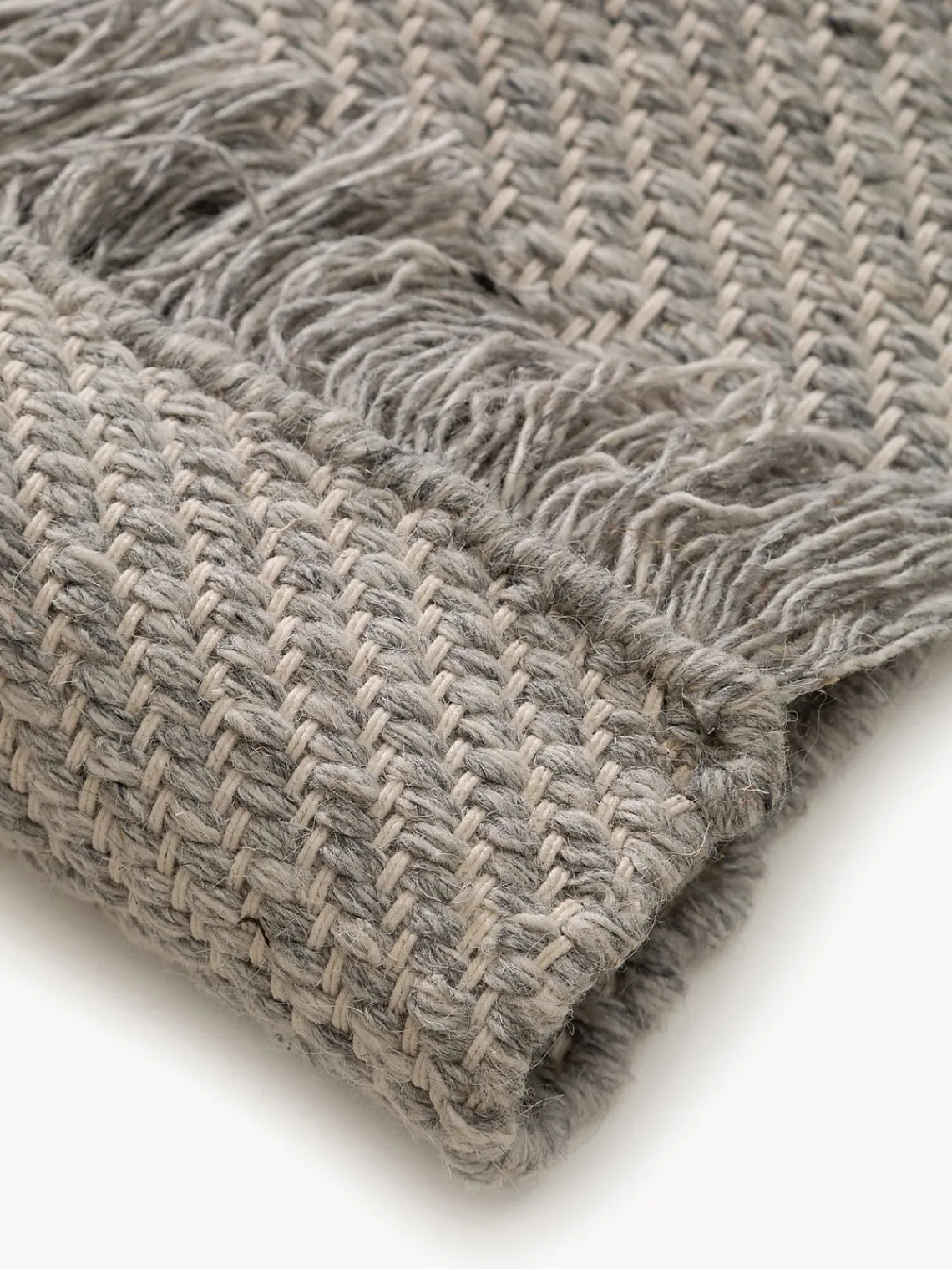 Online Benuta Tapis en laine tissé à la main avec franges Lars Grège
