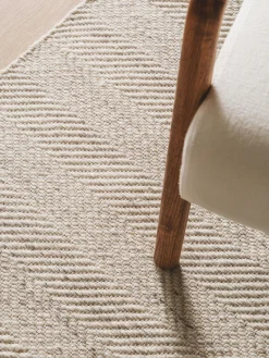 New Benuta Tapis en laine tissé à la main avec franges Lars Beige clair