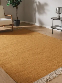 Discount Benuta Tapis en laine tissé à la main avec franges Liv Brun clair