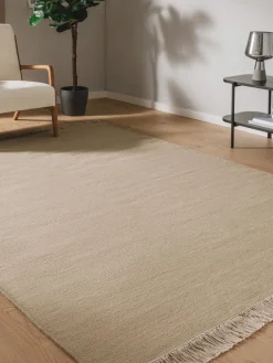 Online Benuta Tapis en laine tissé à la main avec franges Liv Beige