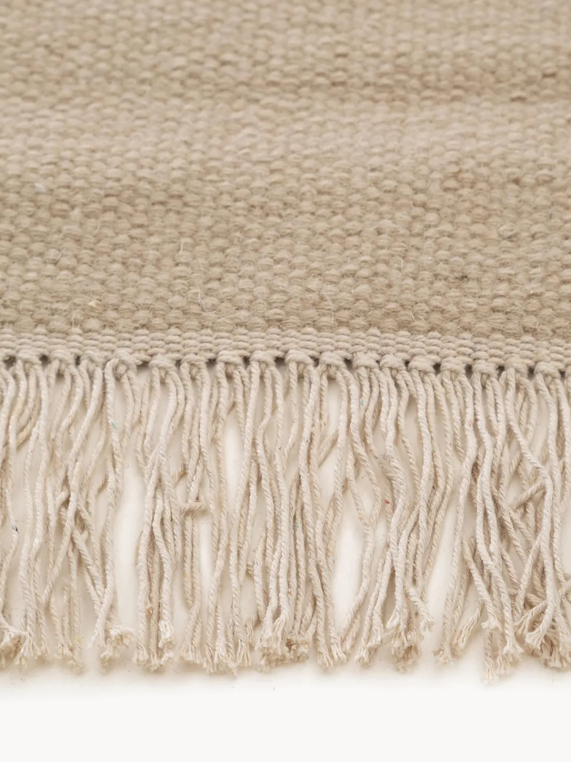 Online Benuta Tapis en laine tissé à la main avec franges Liv Beige