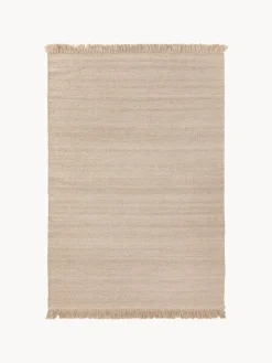 Clearance Benuta Tapis en laine tissé à la main avec franges Lars Beige