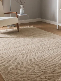 Clearance Benuta Tapis en laine tissé à la main avec franges Lars Beige
