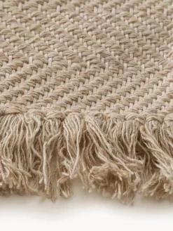 Clearance Benuta Tapis en laine tissé à la main avec franges Lars Beige