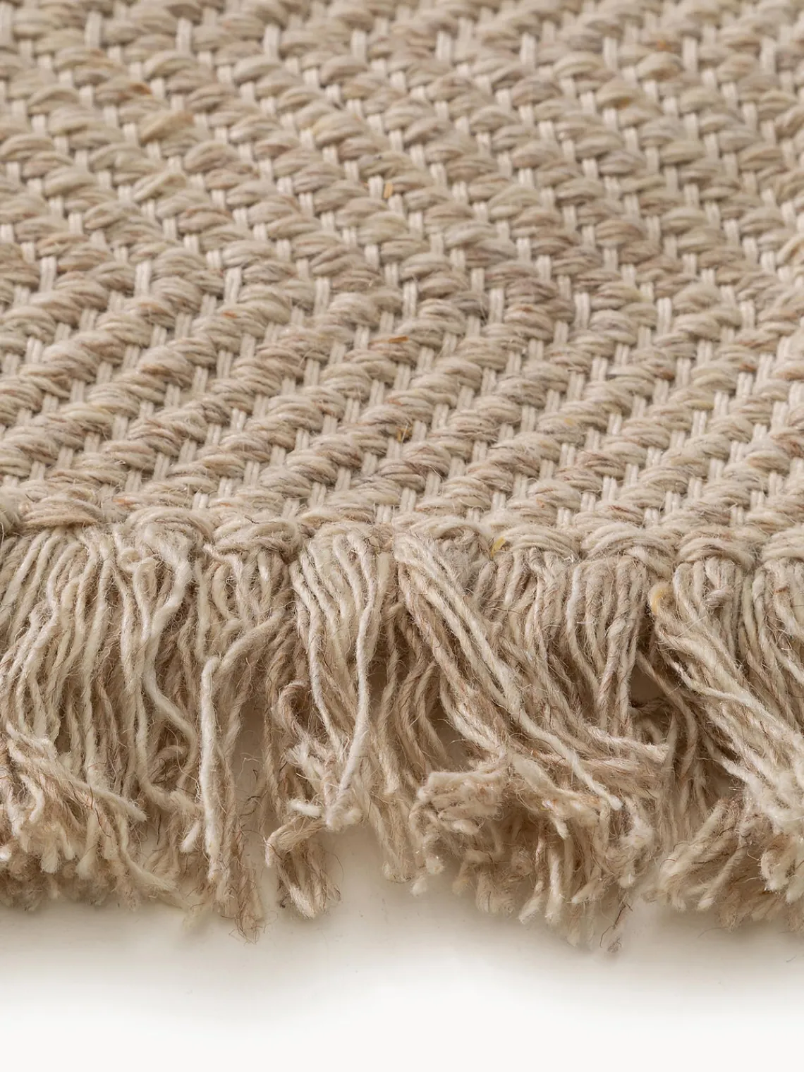 Clearance Benuta Tapis en laine tissé à la main avec franges Lars Beige