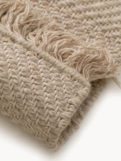 Clearance Benuta Tapis en laine tissé à la main avec franges Lars Beige