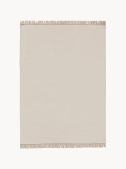 Sale Benuta Tapis en laine tissé à la main avec franges Liv Beige clair