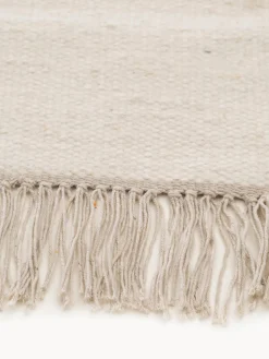 Sale Benuta Tapis en laine tissé à la main avec franges Liv Beige clair