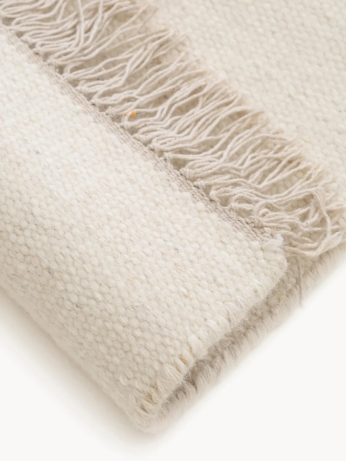 Sale Benuta Tapis en laine tissé à la main avec franges Liv Beige clair