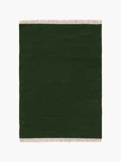 Clearance Benuta Tapis en laine tissé à la main avec franges Liv Vert foncé