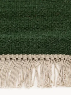 Clearance Benuta Tapis en laine tissé à la main avec franges Liv Vert foncé