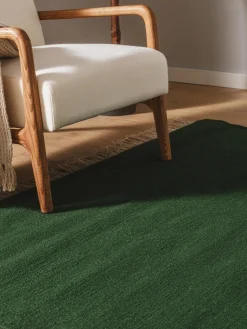 Clearance Benuta Tapis en laine tissé à la main avec franges Liv Vert foncé