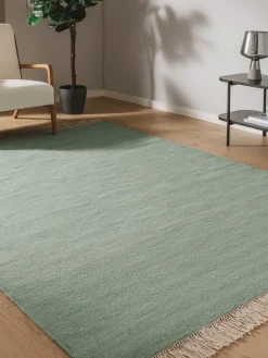 Best Benuta Tapis en laine tissé à la main avec franges Liv Vert sauge