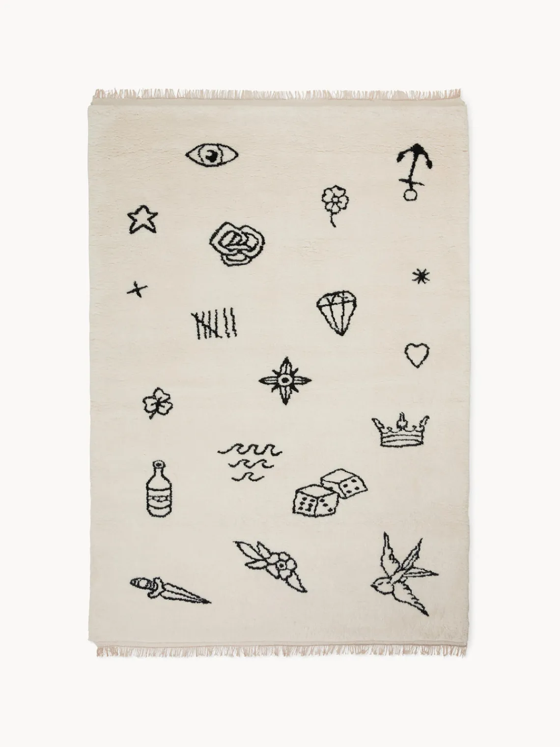 Online Nordic Knots Tapis en laine tissé à la main Nomad Blanc crème
