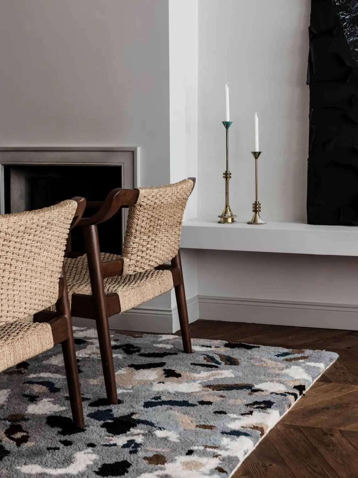 Outlet Nordic Knots Tapis en laine tissé à la main Archipelago Gris, tons bleus