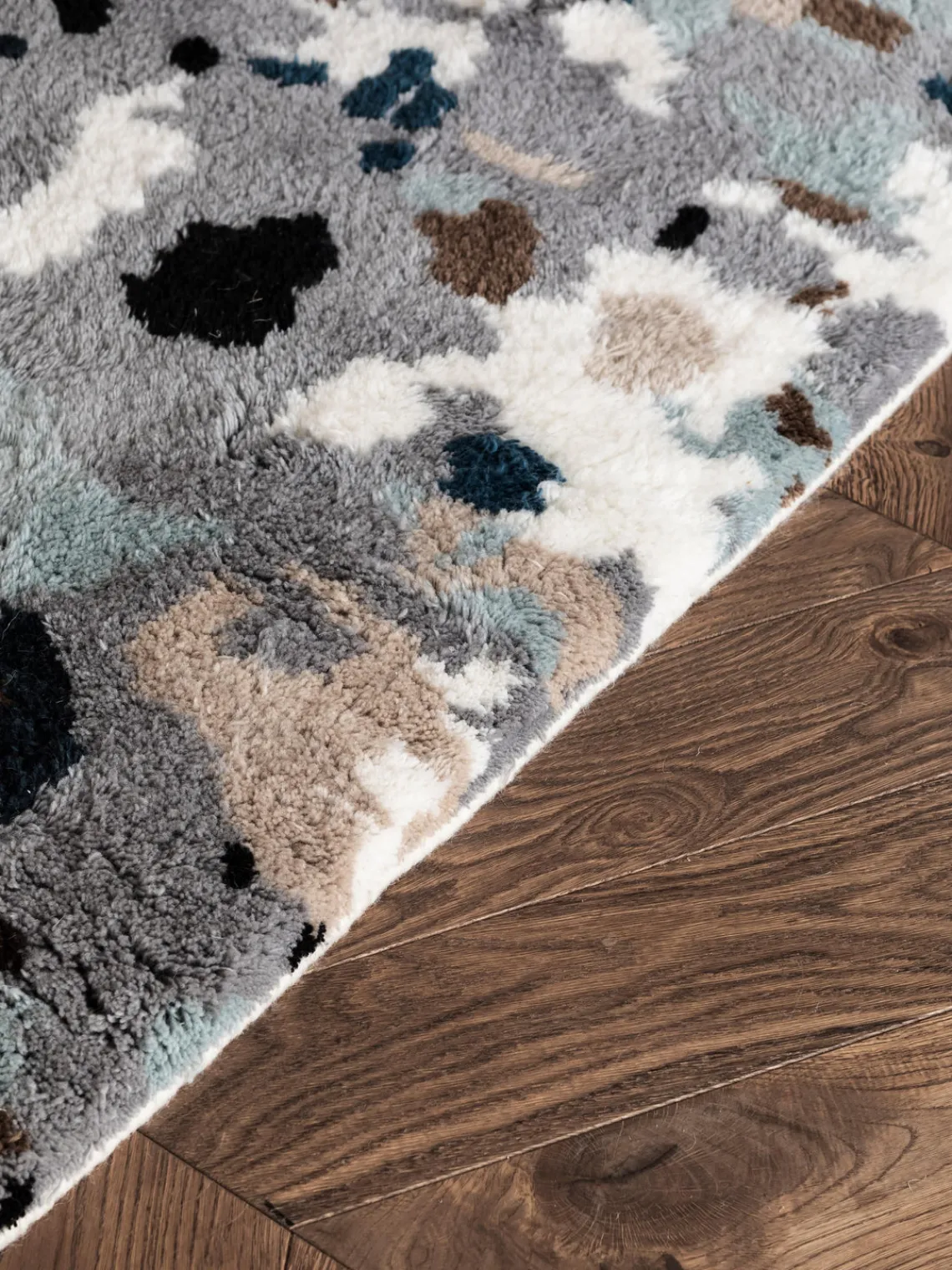 Outlet Nordic Knots Tapis en laine tissé à la main Archipelago Gris, tons bleus