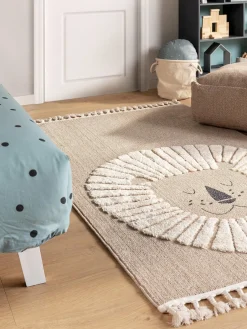 Outlet Benuta Tapis pour enfant avec pompons Momo Beige, beige clair
