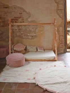Fashion Lorena Canals Tapis pour enfant tissé à la main Hippy Dots Beige clair, vieux rose