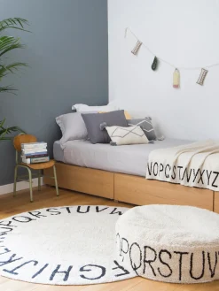 Outlet Lorena Canals Tapis rond avec lettres design ABC Beige clair, noir