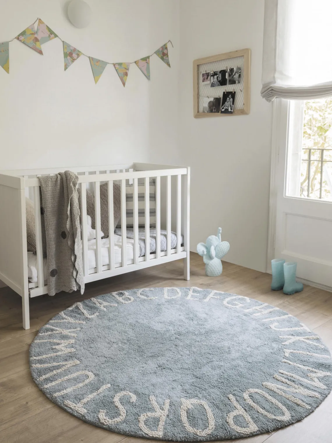 New Lorena Canals Tapis rond pour enfant avec lettres design ABC Gris-bleu