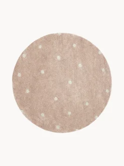 Hot Lorena Canals Tapis rond pour enfants tufté à la main Dot, lavable Vieux rose, beige clair
