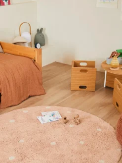 Hot Lorena Canals Tapis rond pour enfants tufté à la main Dot, lavable Vieux rose, beige clair