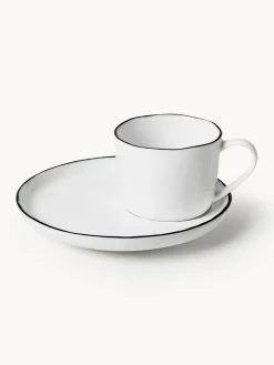 Hot Broste Copenhagen Tasse à expresso artisanale en porcelaine avec sous-tasse Salt