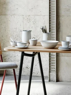Discount Broste Copenhagen Tasse artisanale avec sous-tasse Nordic Sand Gris clair, chiné