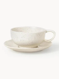 Sale Broste Copenhagen Tasse artisanale avec sous-tasse Nordic Vanilla Blanc cassé, chiné