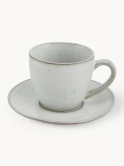 Discount Broste Copenhagen Tasse avec sous-tasse artisanale Nordic Sand Gris clair, chiné