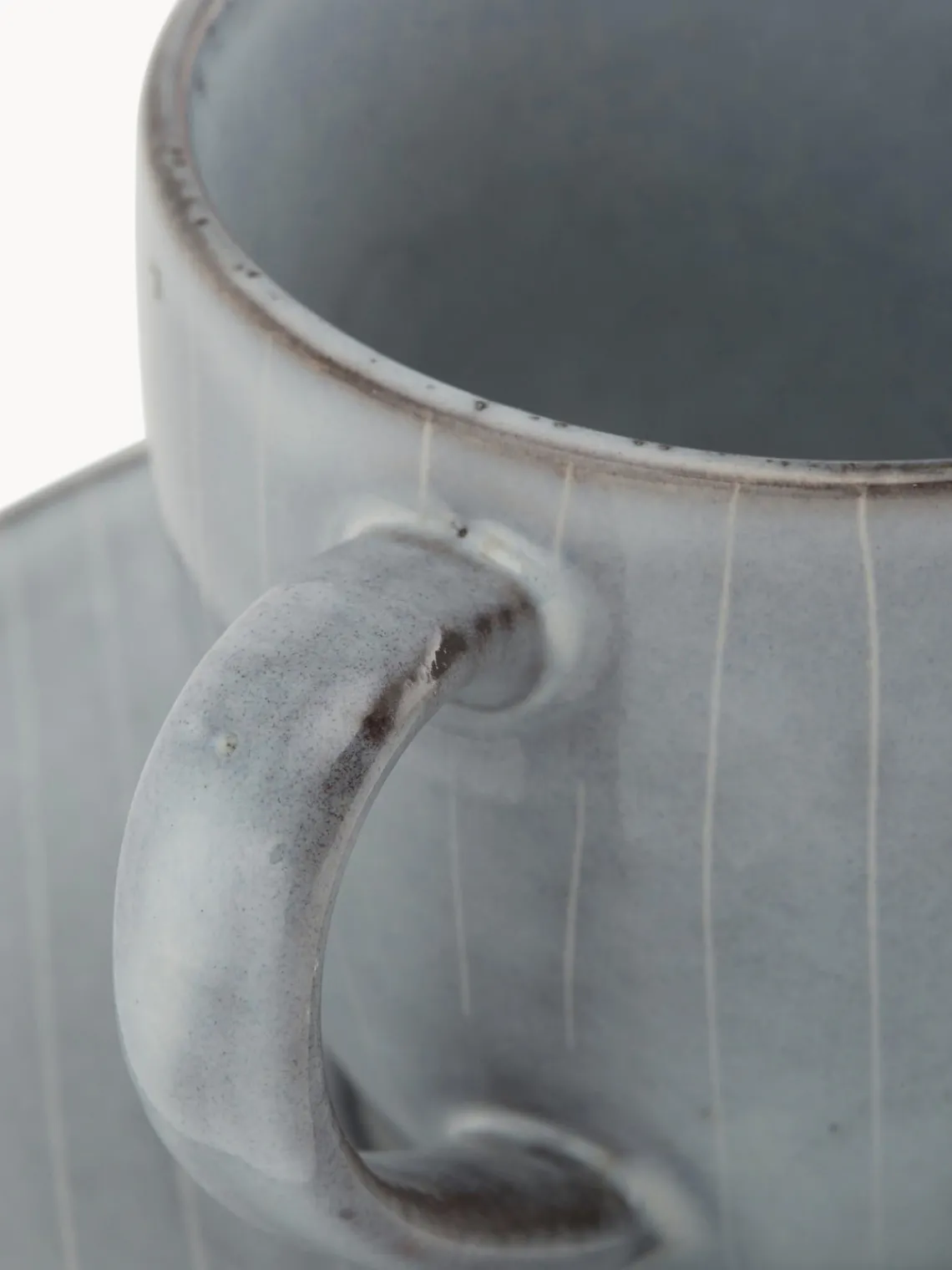 Clearance Broste Copenhagen Tasse avec sous-tasse artisanales Nordic Sea Gris-bleu, chiné