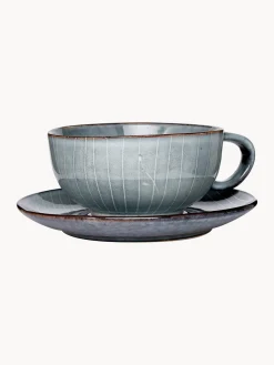 Best Broste Copenhagen Tasse avec sous-tasse artisanale Nordic Sea Gris-bleu, chiné