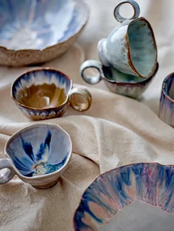 New Bloomingville Tasse faite main Imogen Gris, bleu, multicolore