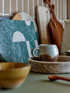 Clearance Bloomingville Tasse émaillée en grès artisanale Paula Brun foncé, tons gris