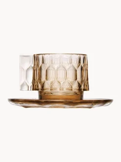 Clearance Kartell Tasses à café avec sous-tasses et surface texturée Jellies, 4 pièces Beige clair